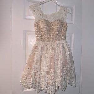 Sherri Hill off white bridal shower/ wedding pre shoot dress